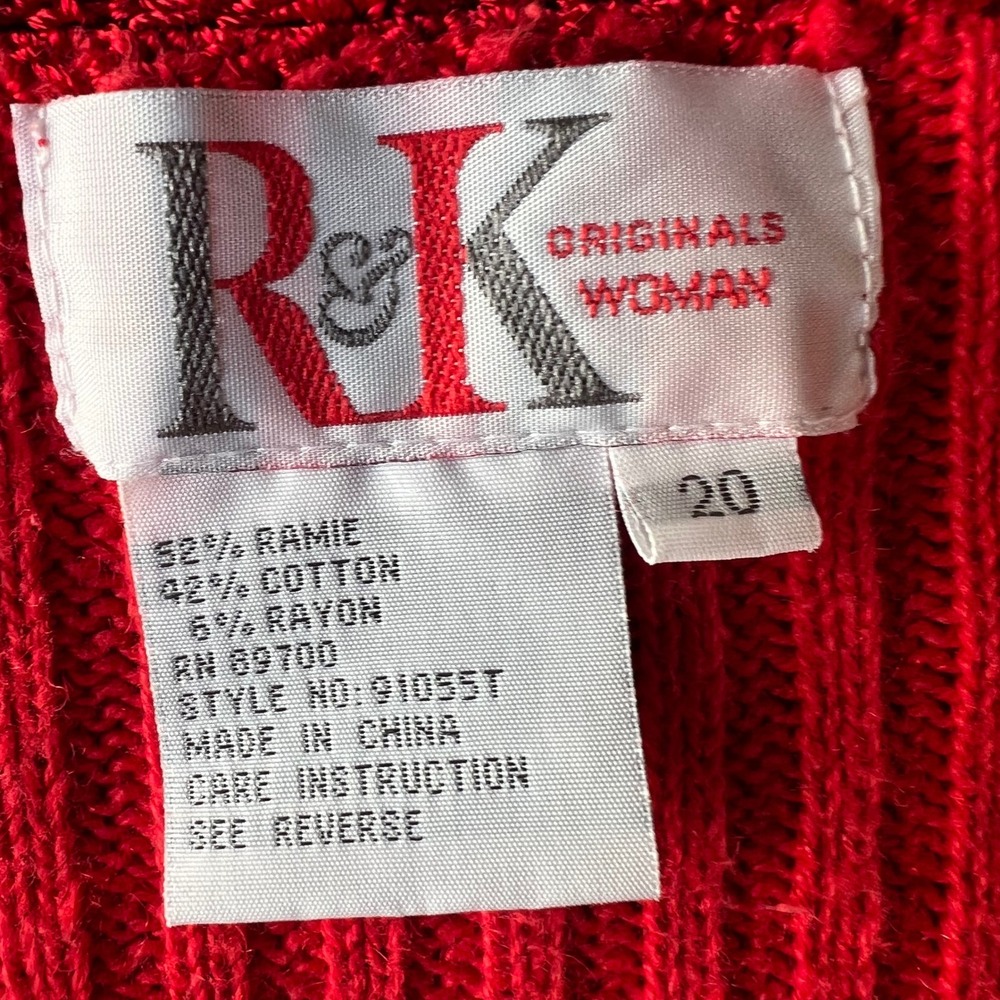 Vintage Red Floral Embroidered cottagecore grandmacore button sweater - Picture 7 of 7